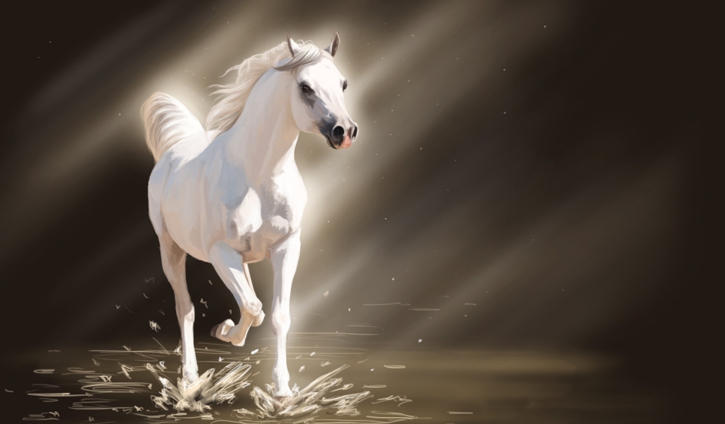 White Young Horse for 1024 x 600 widescreen resolution
