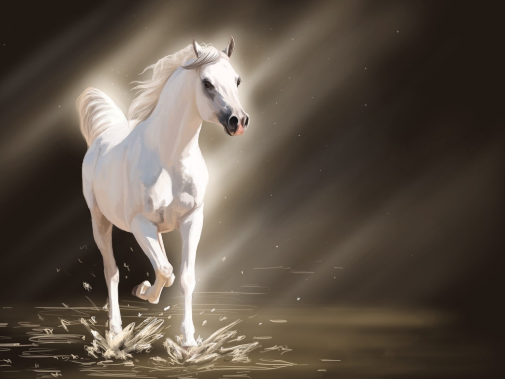 White Young Horse for 1024 x 768 resolution