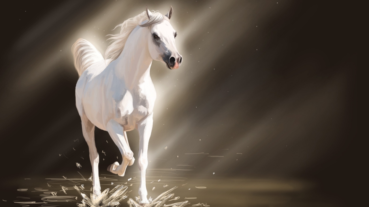 White Young Horse for 1280 x 720 HDTV 720p resolution