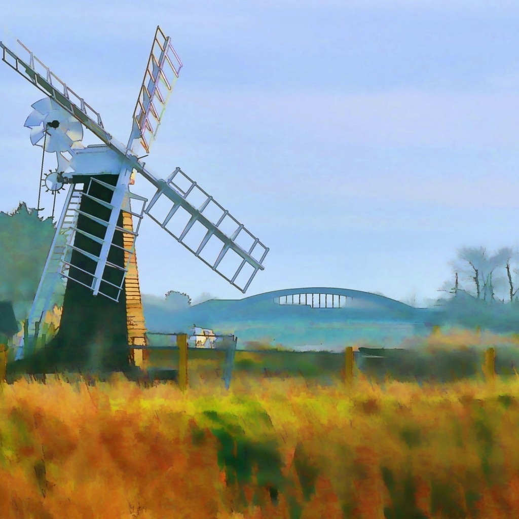 Windmill Painting for 1024 x 1024 iPad resolution