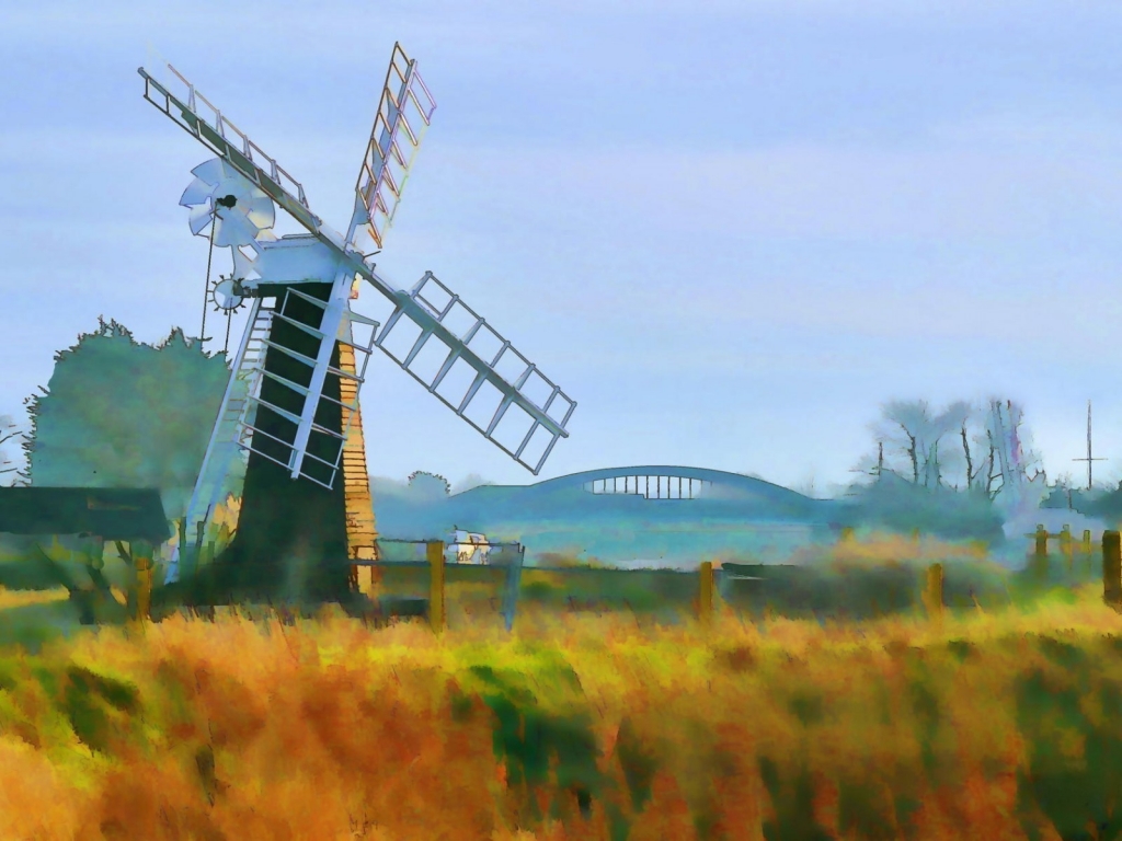 Windmill Painting for 1024 x 768 resolution