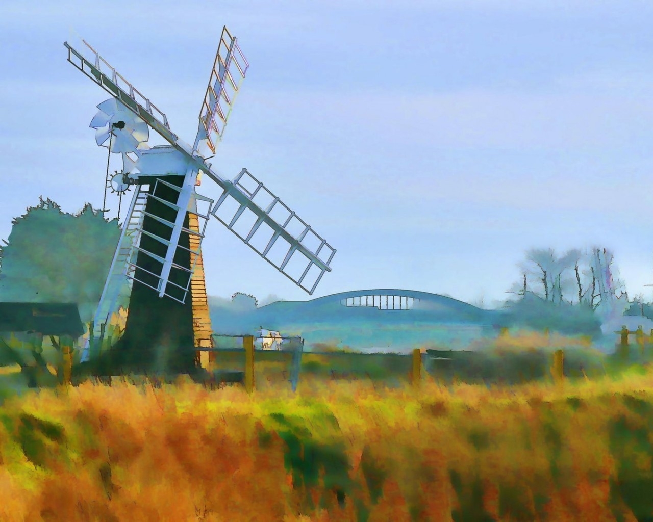 Windmill Painting for 1280 x 1024 resolution