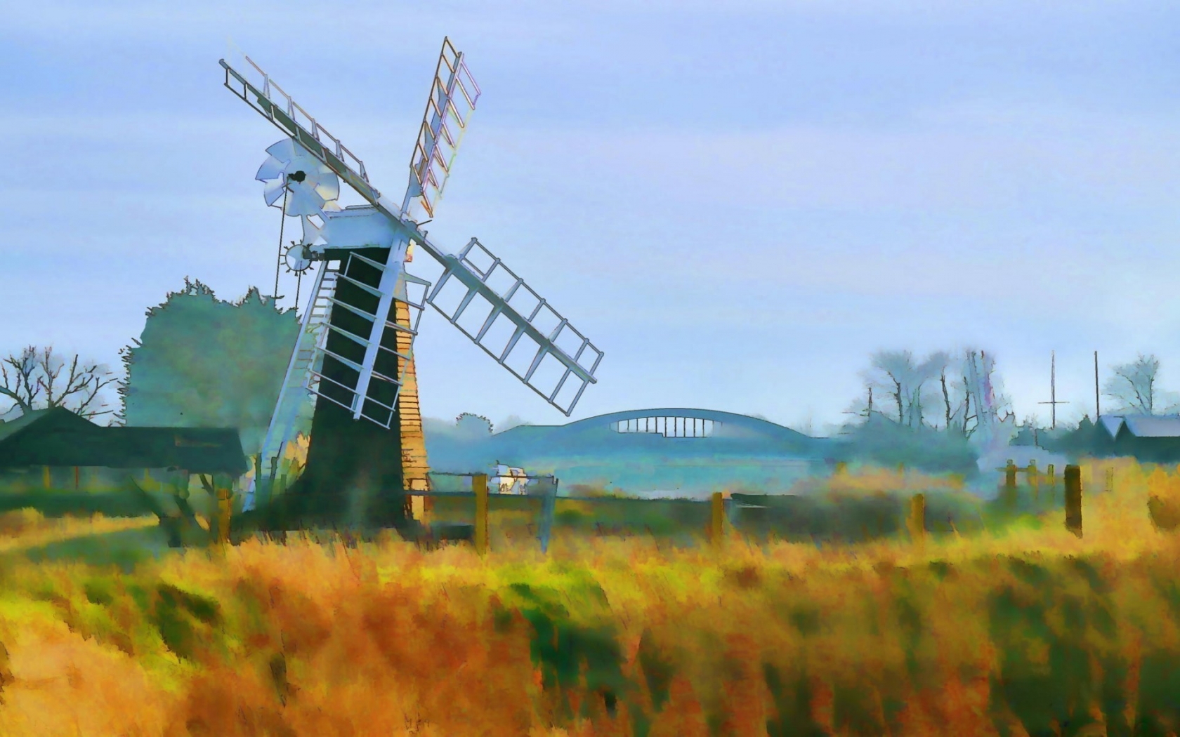 Windmill Painting for 1680 x 1050 widescreen resolution