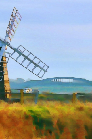 Windmill Painting for 320 x 480 iPhone resolution