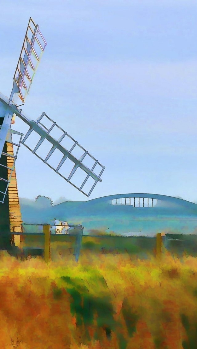 Windmill Painting for 640 x 1136 iPhone 5 resolution