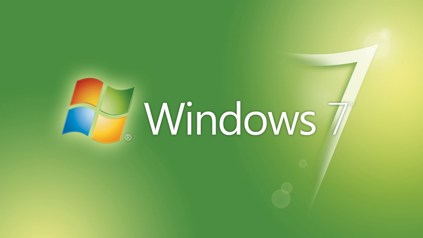 Windows 7 Green for 1366 x 768 HDTV resolution
