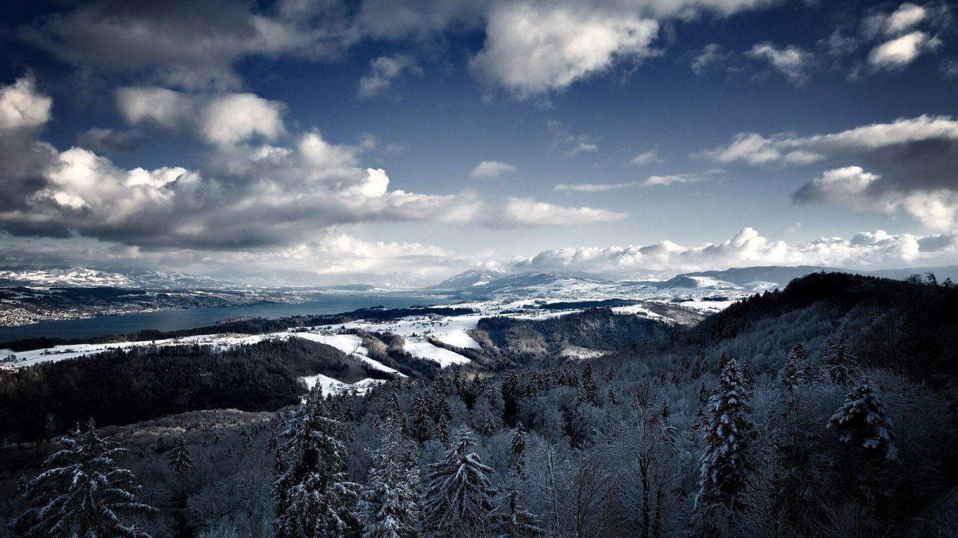 Winter Mountain View for 1366 x 768 HDTV resolution