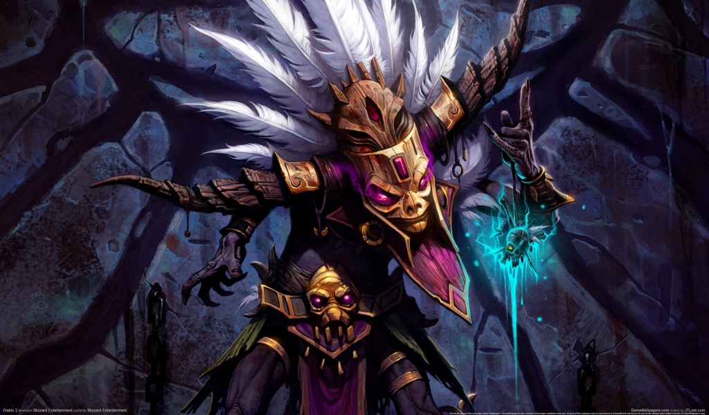 Witch Doctor Diablo 3 for 1024 x 600 widescreen resolution