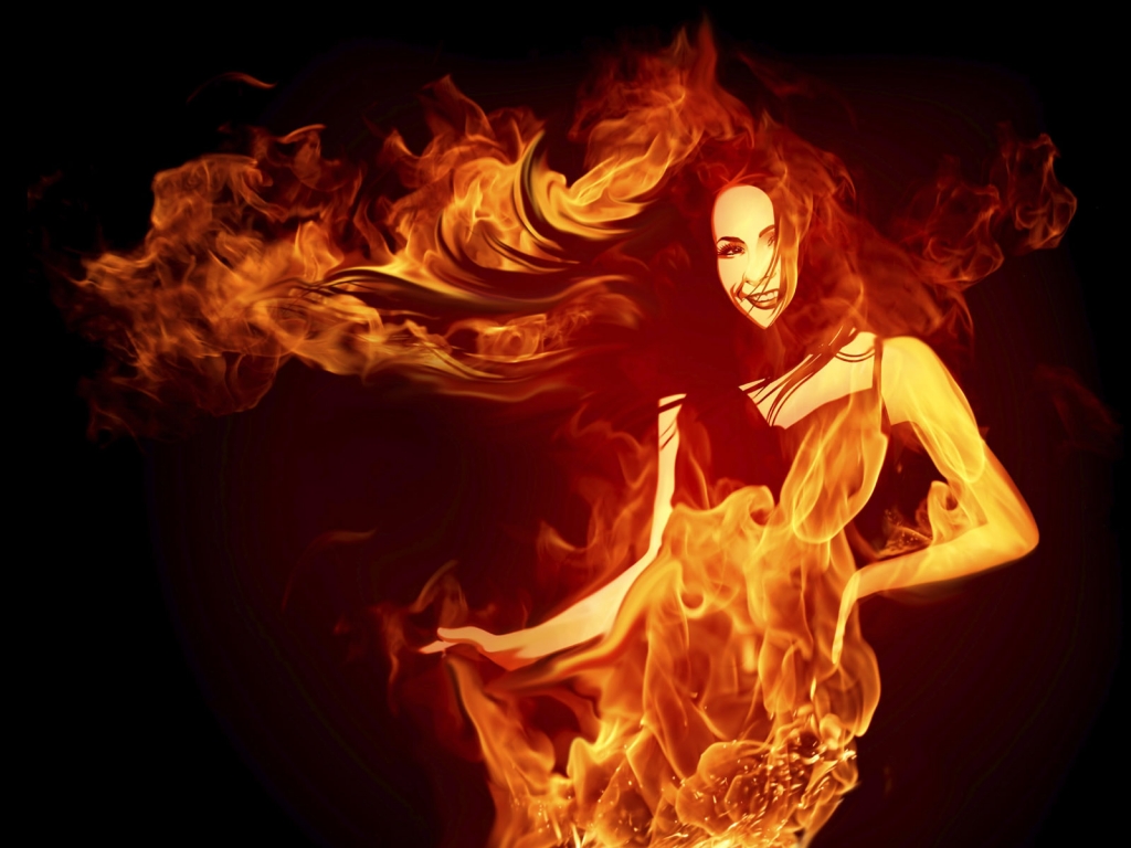 Woman in Fire for 1024 x 768 resolution