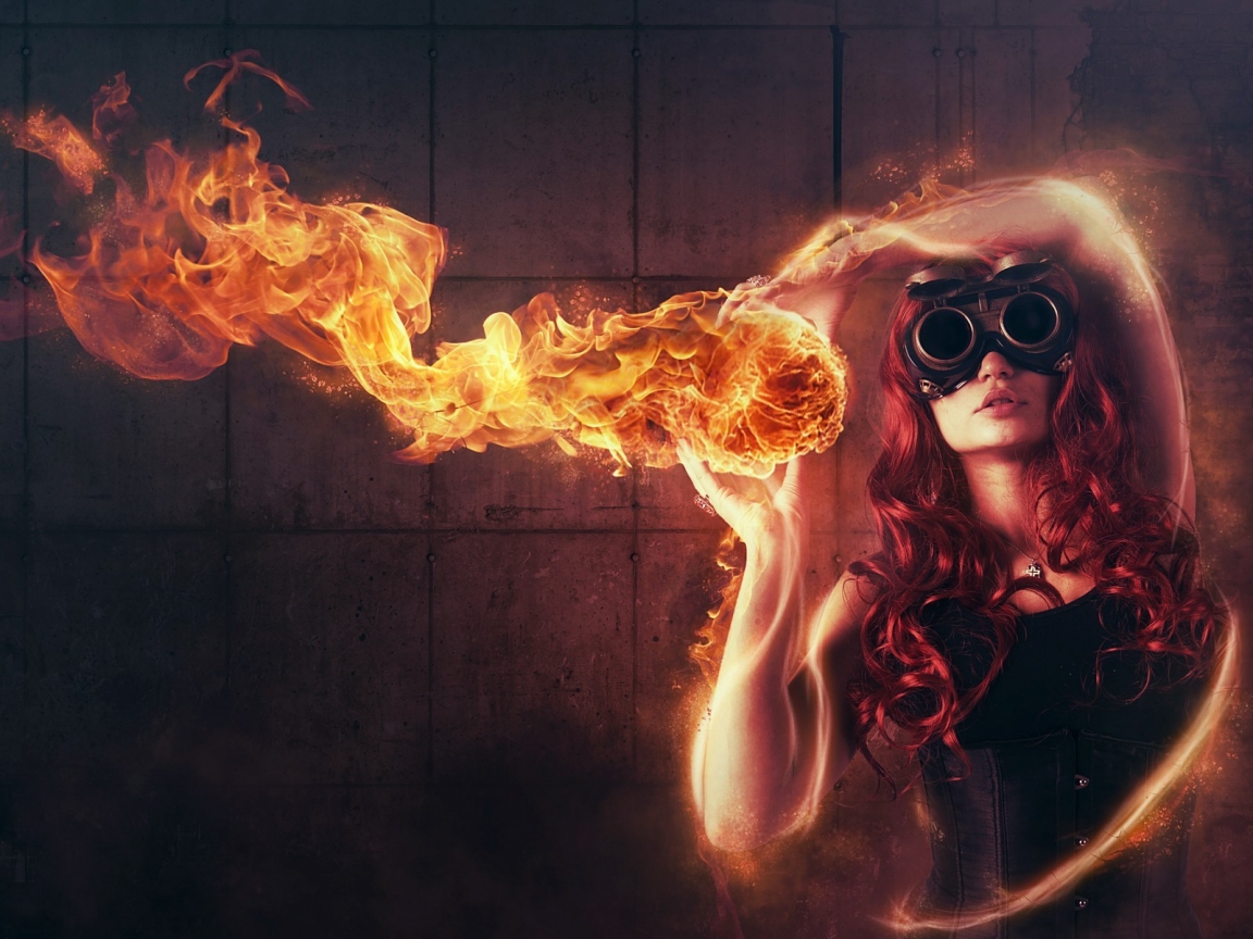 Woman Playing with Fire for 1152 x 864 resolution