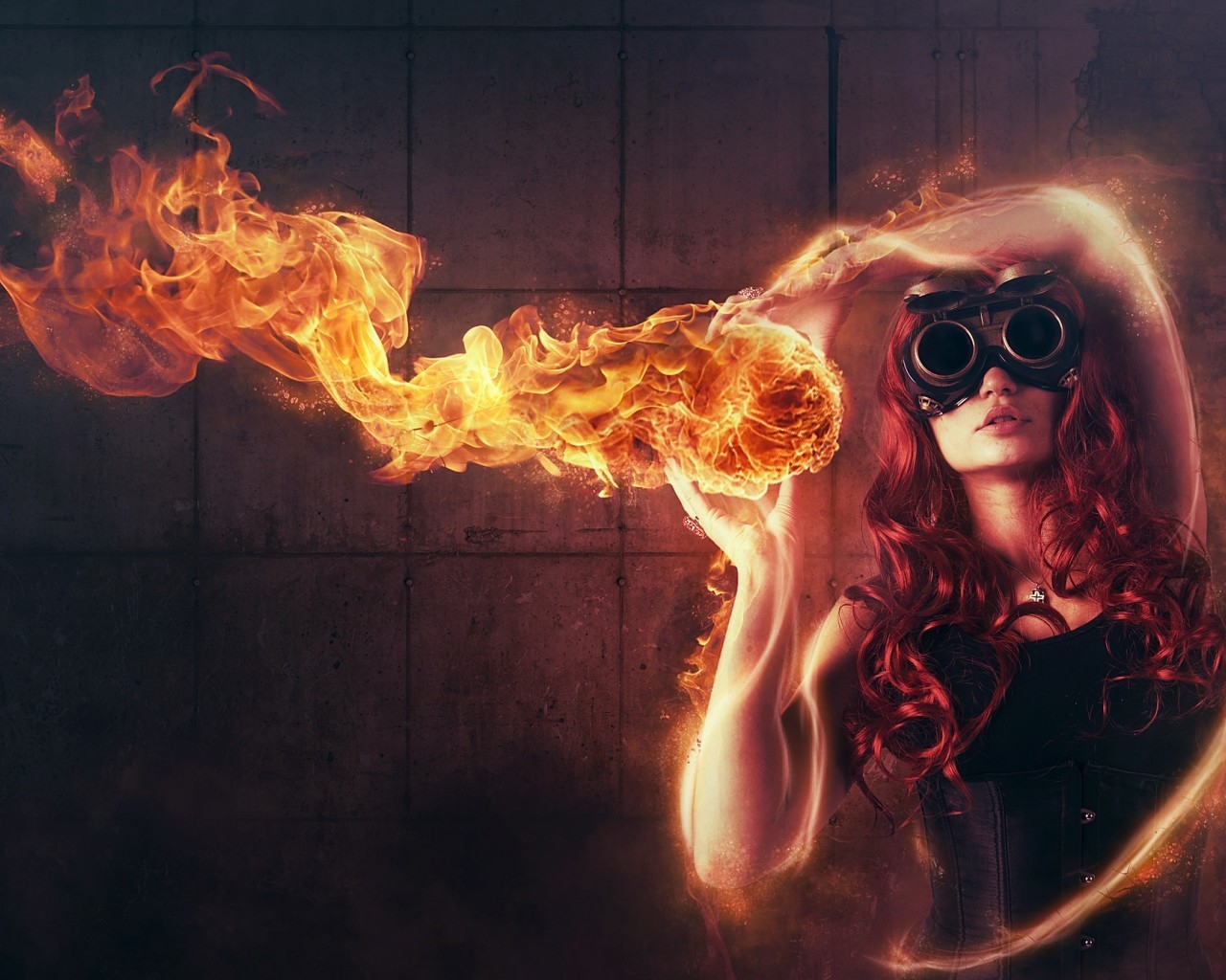 Woman Playing with Fire for 1280 x 1024 resolution