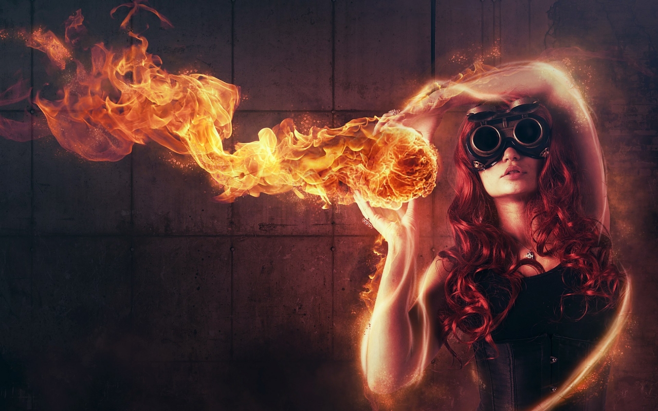 Woman Playing with Fire for 1280 x 800 widescreen resolution
