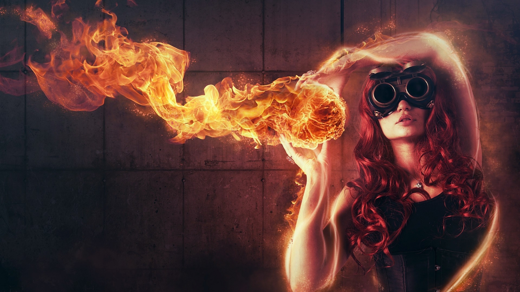 Woman Playing with Fire for 1680 x 945 HDTV resolution