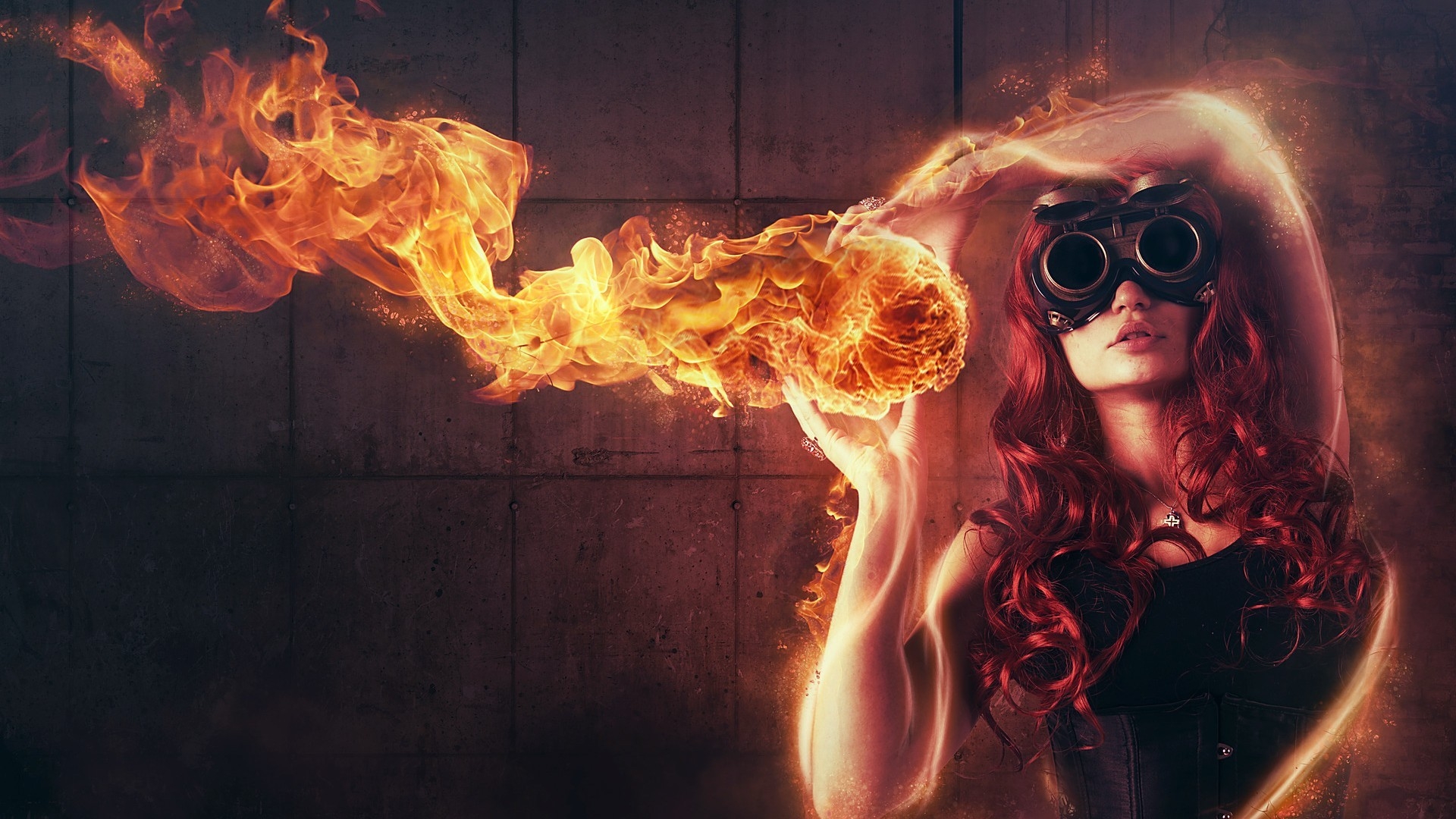 Woman Playing with Fire for 1920 x 1080 HDTV 1080p resolution