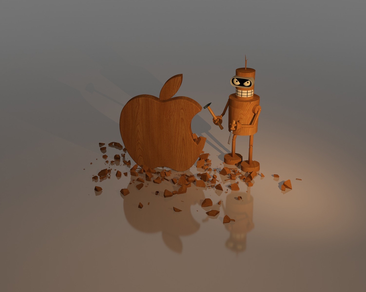 Wood Apple Sculpture for 1280 x 1024 resolution