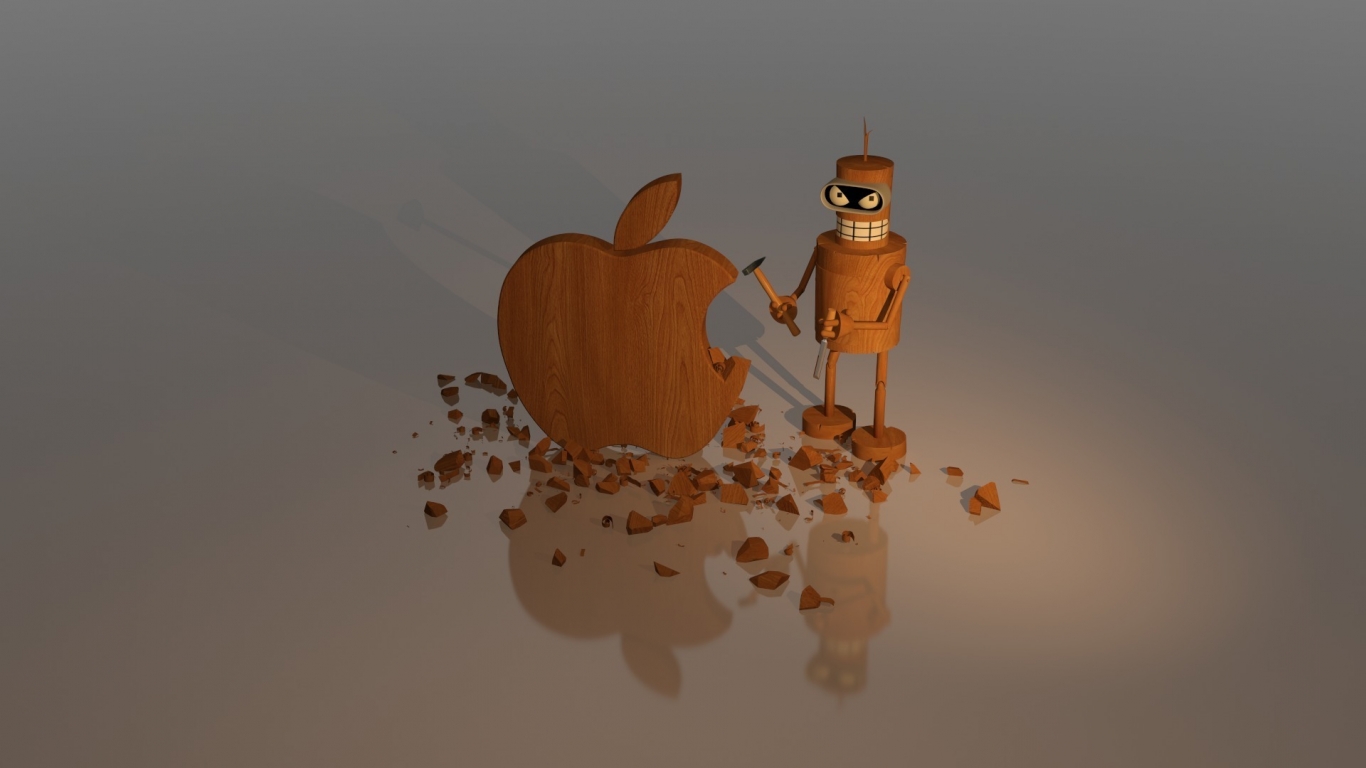 Wood Apple Sculpture for 1366 x 768 HDTV resolution