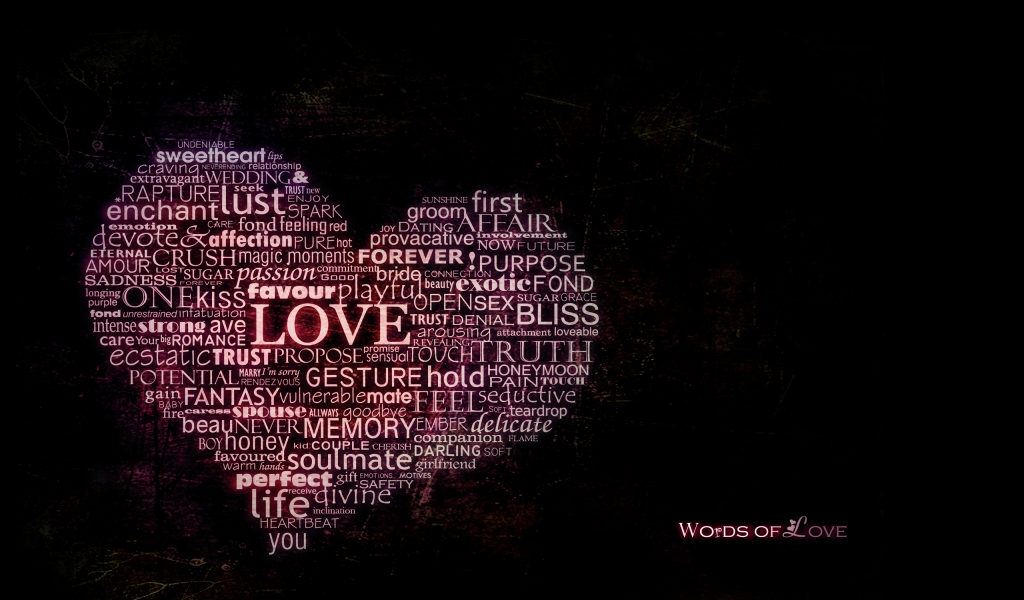 Words of Love for 1024 x 600 widescreen resolution