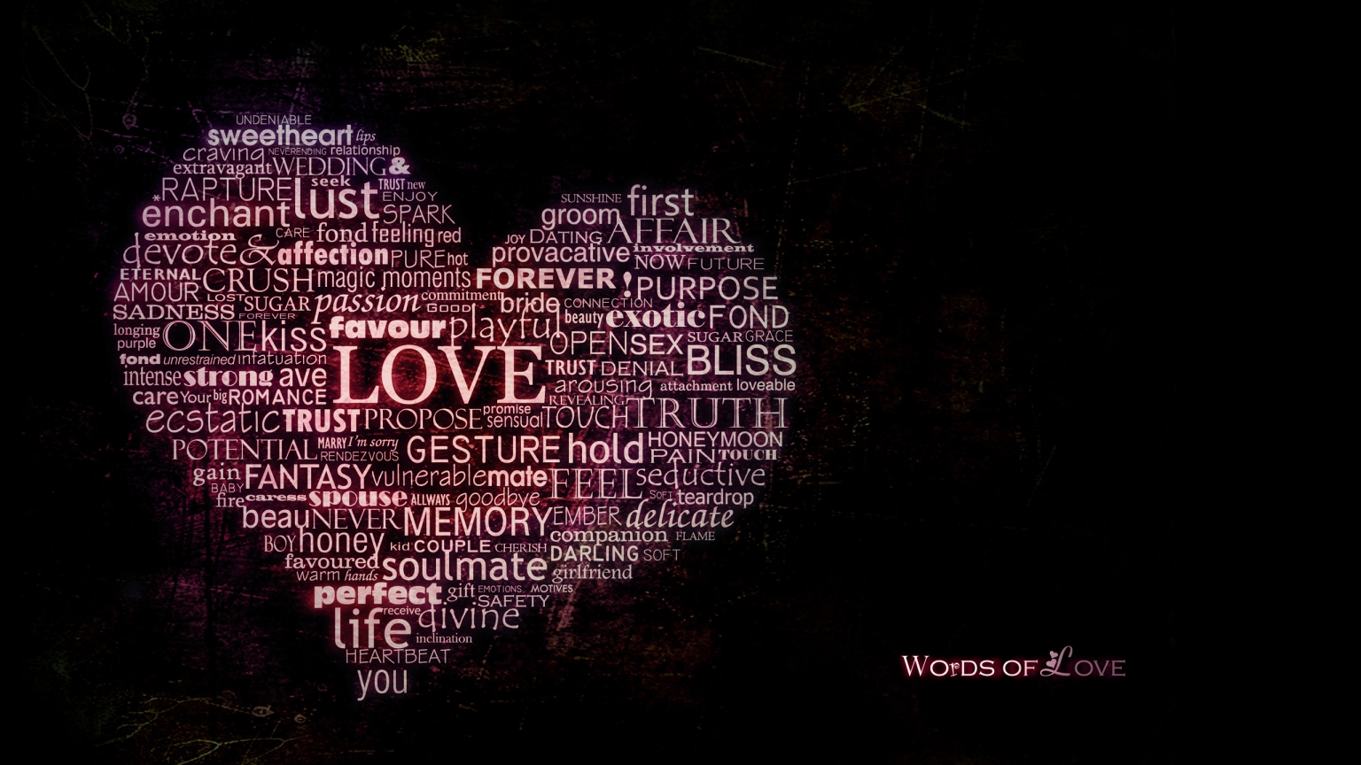 Words of Love for 1536 x 864 HDTV resolution