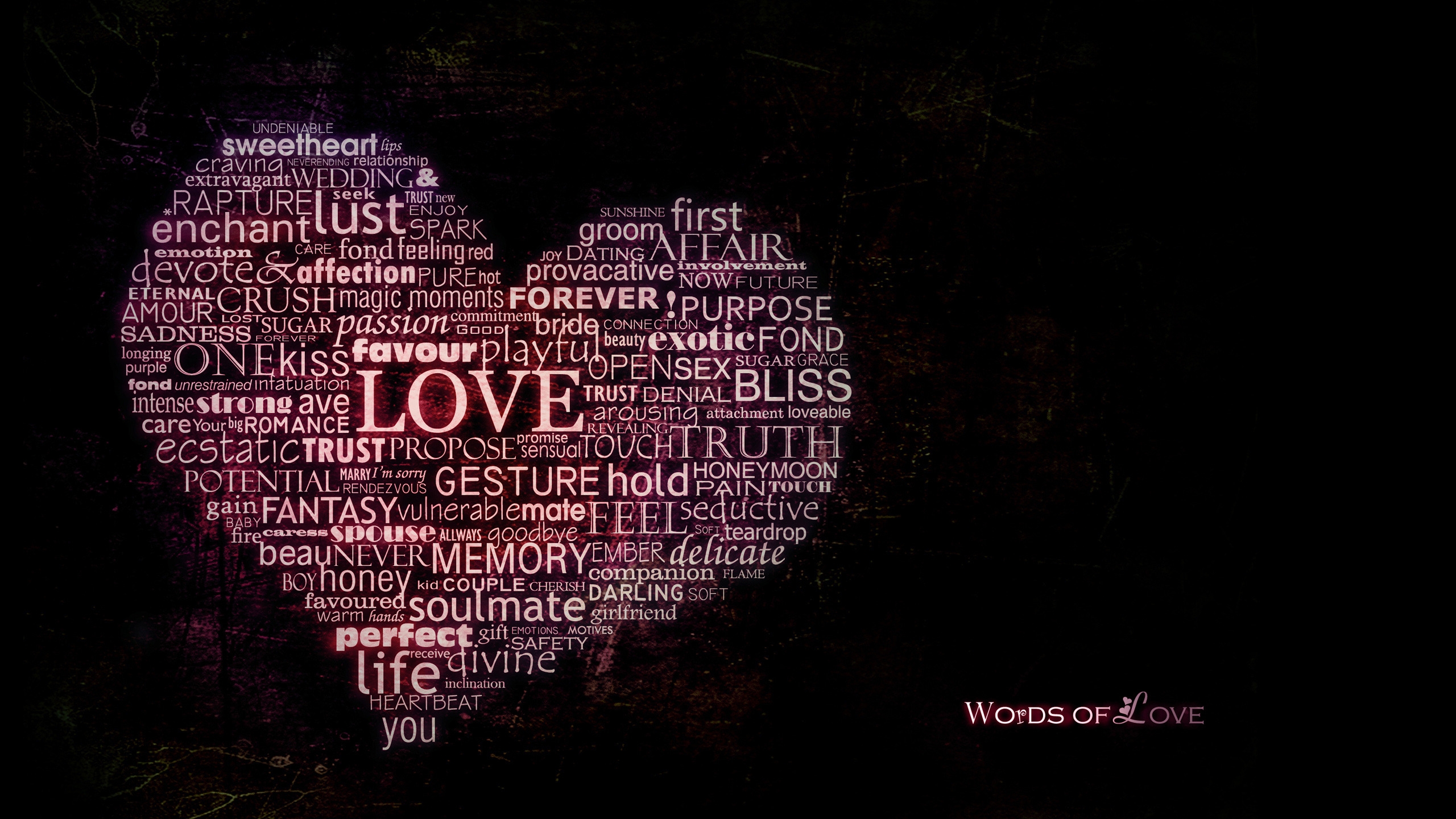 Words of Love for 2560x1440 HDTV resolution