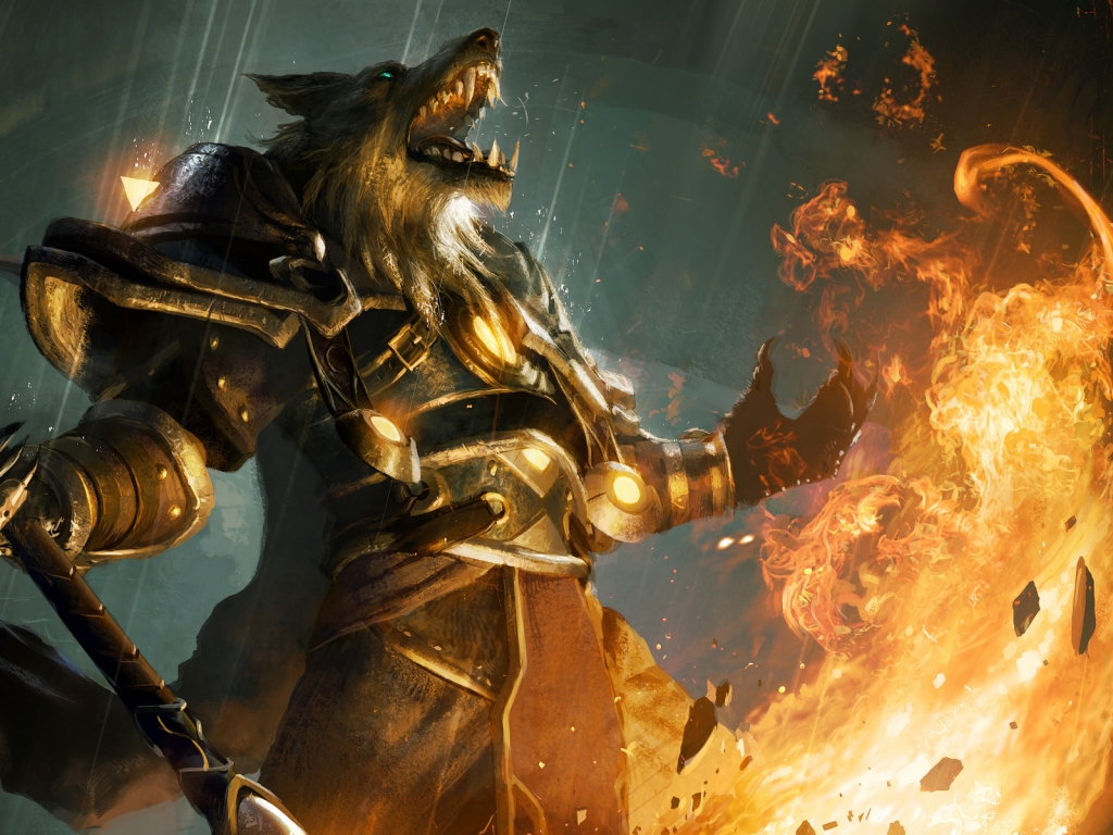 Worgen Fire World of Warcraft for 1024 x 768 resolution