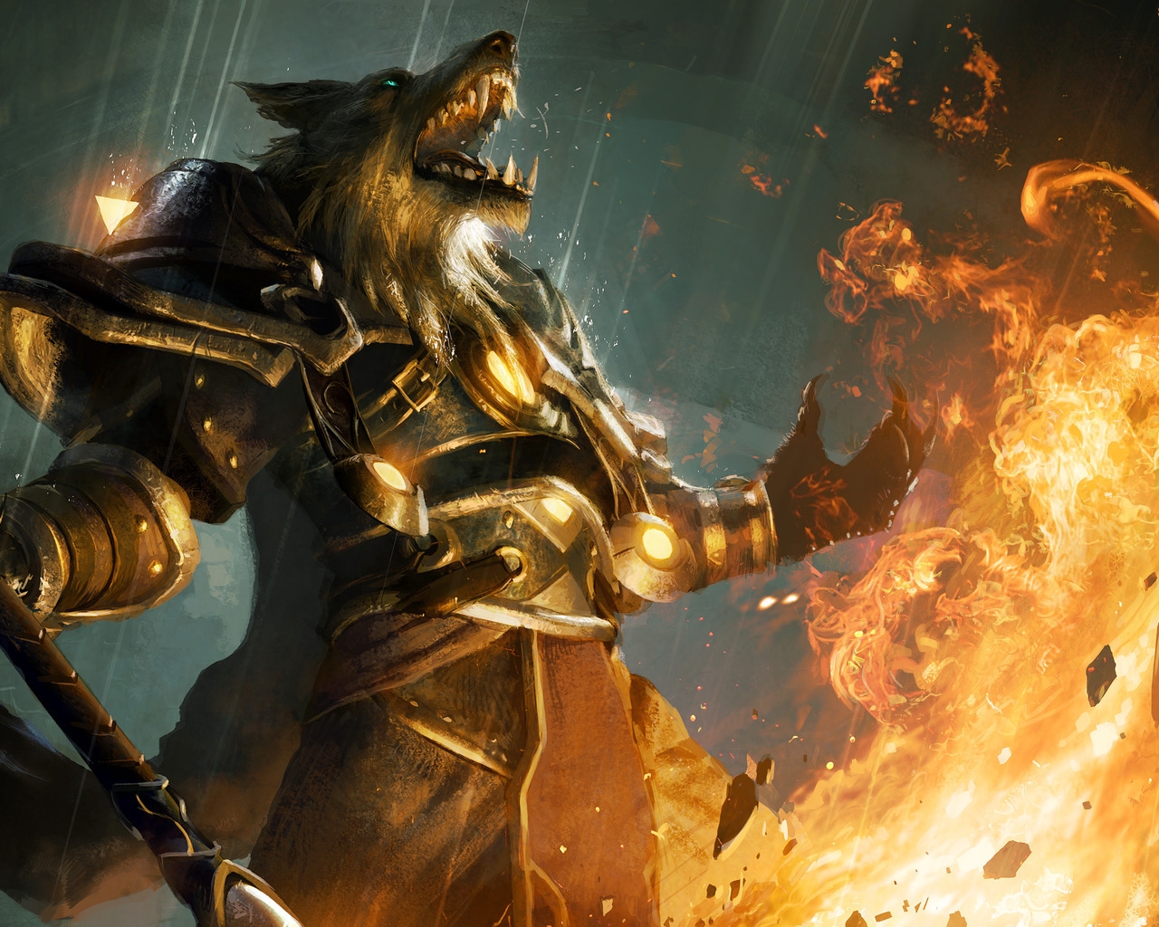 Worgen Fire World of Warcraft for 1280 x 1024 resolution