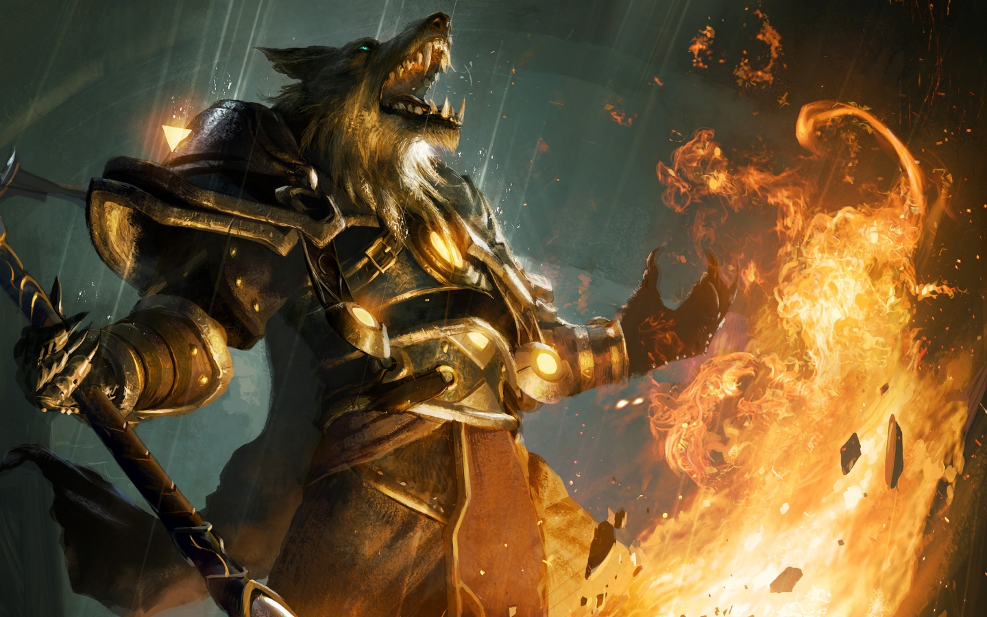 Worgen Fire World of Warcraft for 1440 x 900 widescreen resolution