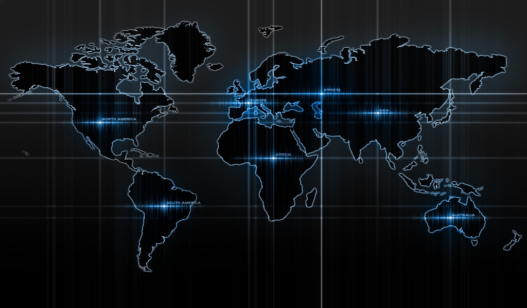 World Map for 1024 x 600 widescreen resolution