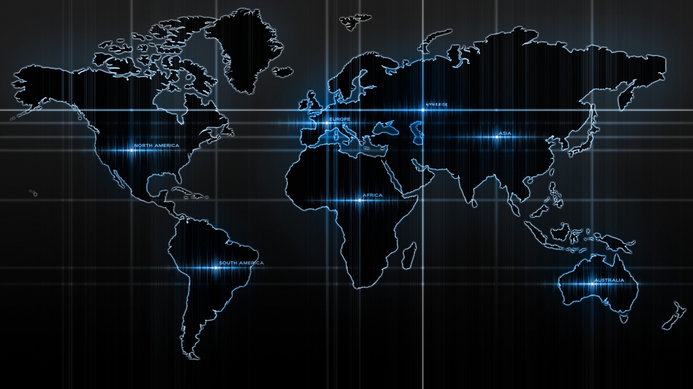 World Map for 1366 x 768 HDTV resolution