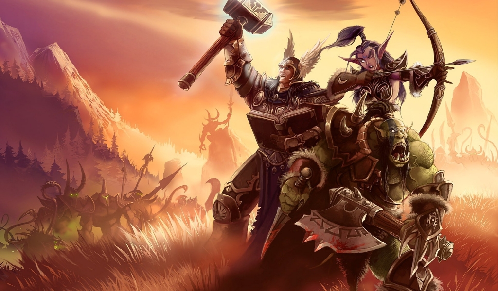 World of Warcraf Fight Poster for 1024 x 600 widescreen resolution