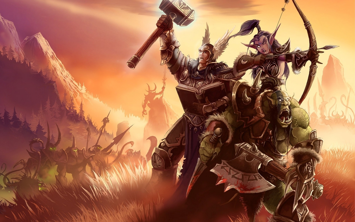 World of Warcraf Fight Poster for 1440 x 900 widescreen resolution