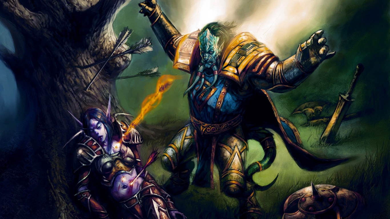 World of Warcraft Fight for 1366 x 768 HDTV resolution