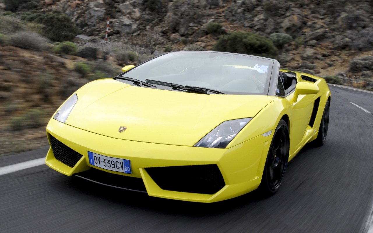 Yellow Lamborghini Gallardo LP560 4 Spyder  for 1280 x 800 widescreen resolution
