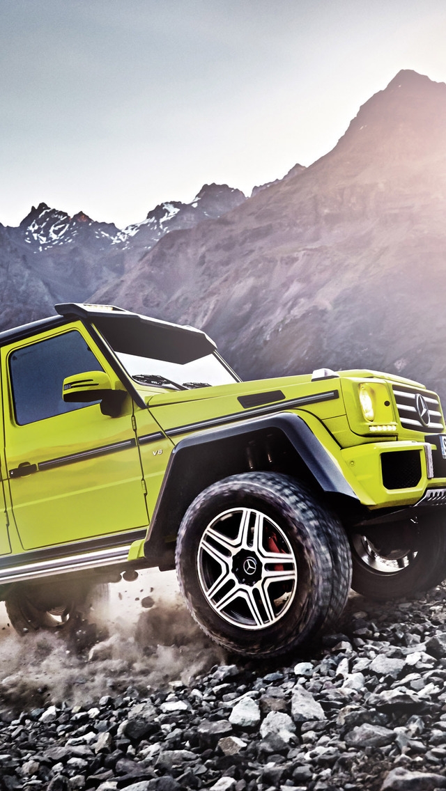 Yellow Mercedes Benz G Class 201 for 640 x 1136 iPhone 5 resolution