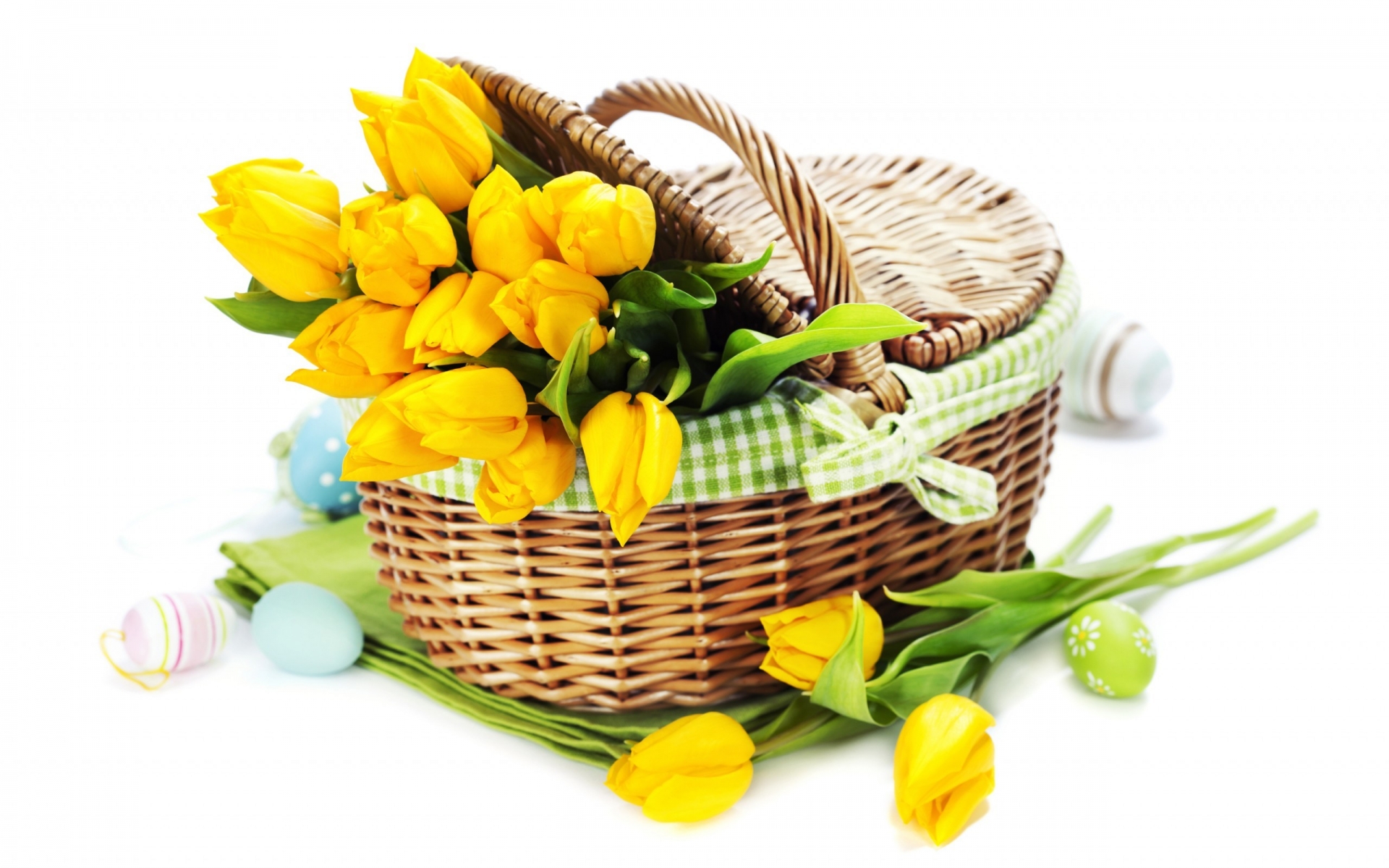 Yellow Tulips Basket for 1920 x 1200 widescreen resolution