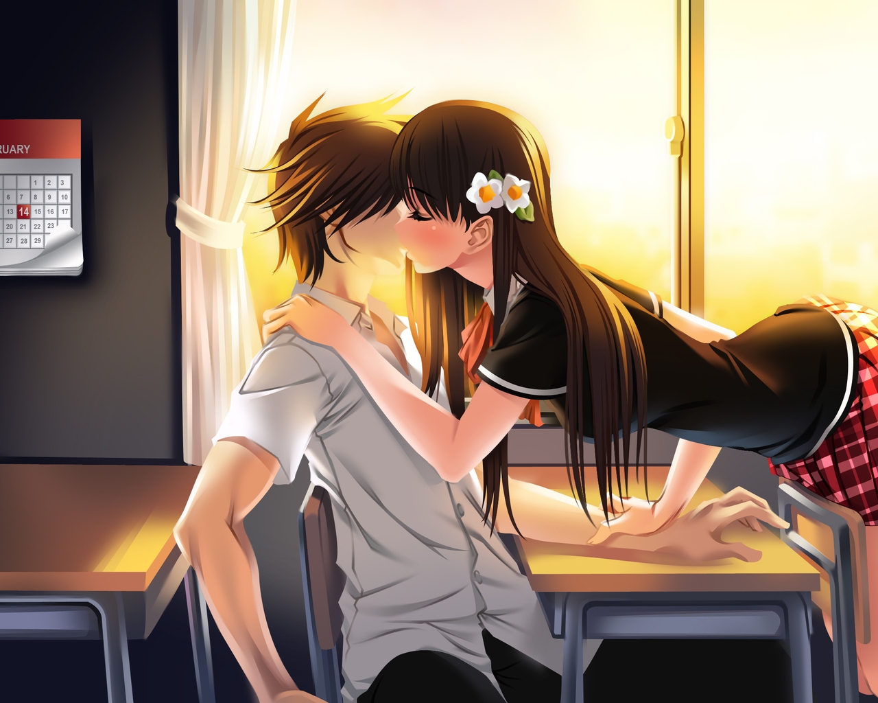 Young Couple Kiss for 1280 x 1024 resolution