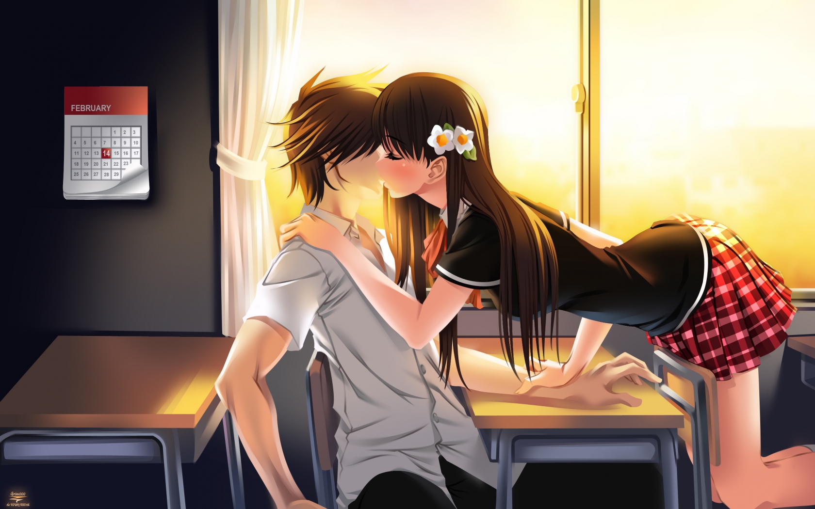 Young Couple Kiss for 1680 x 1050 widescreen resolution